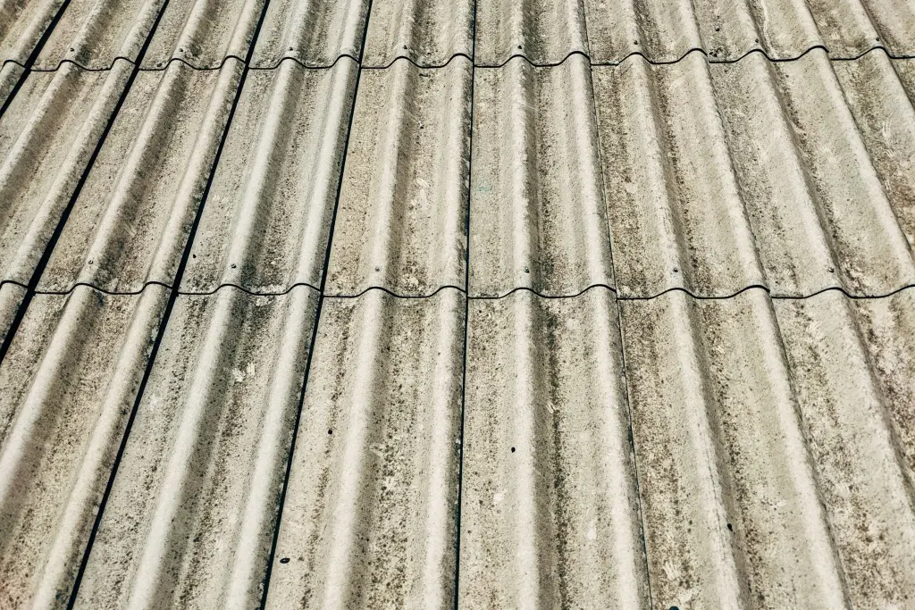 Close-up of a grey corrugated fibre-cement roof